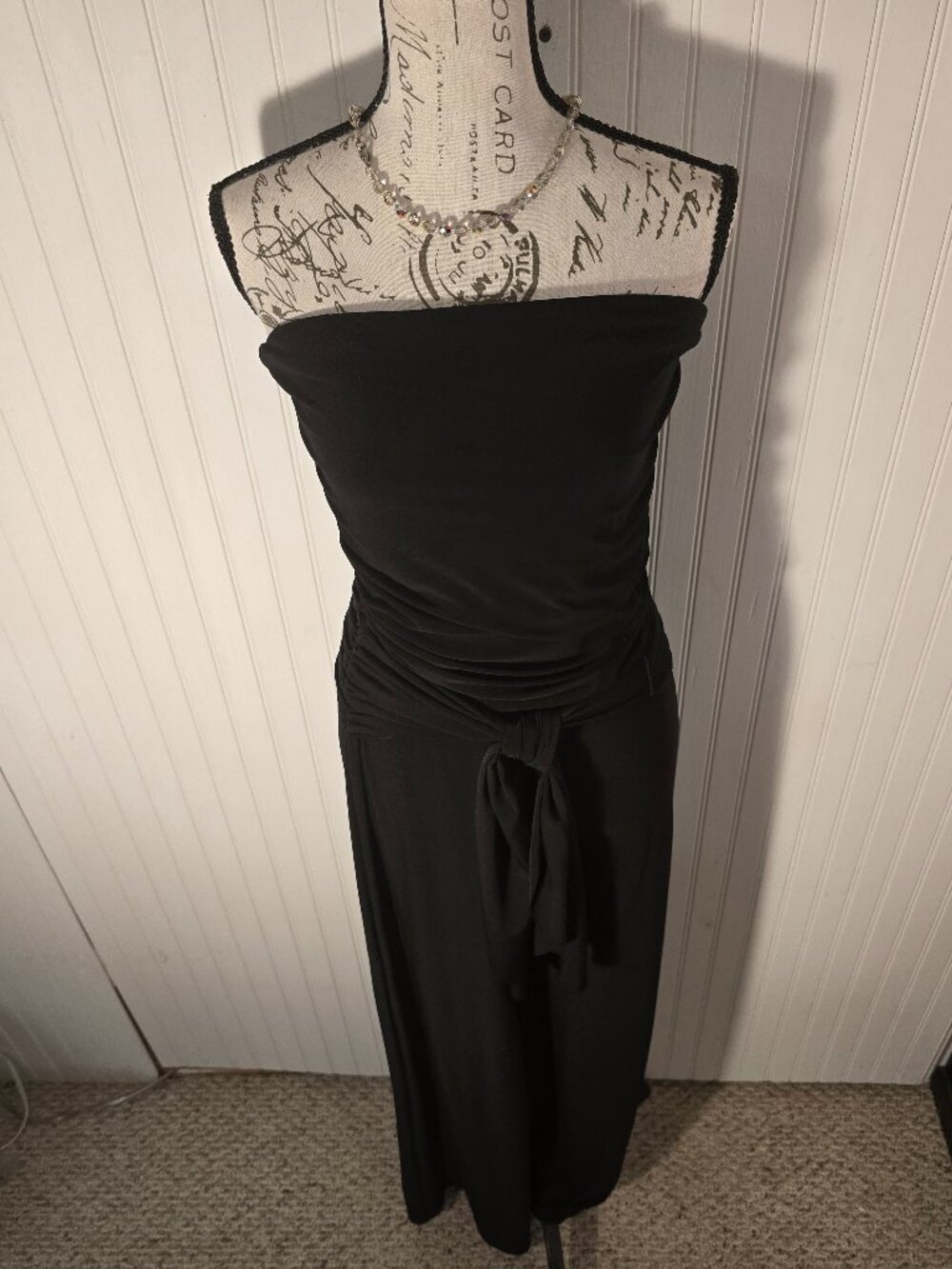 BluHeaven Black Strapless Wide‑Leg Jumpsuit – Size Medium